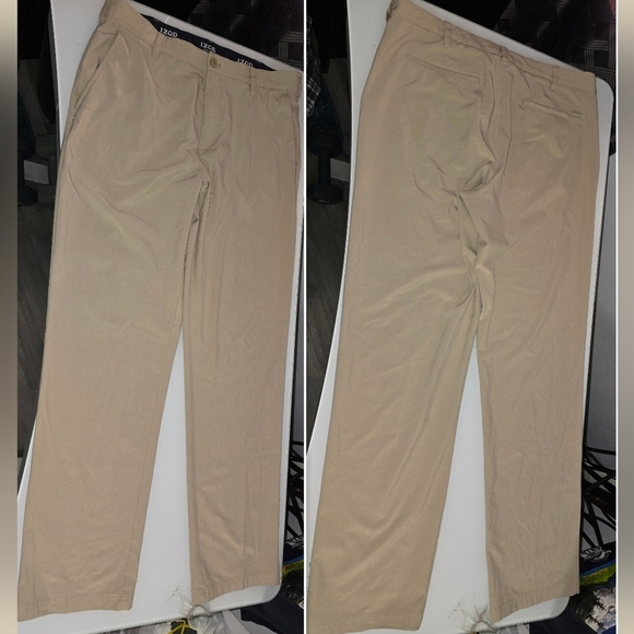IZOD Golf Stretch Khaki Tan Pants Trousers Men's Tall Size 36W x 34L 36 x 34 - Picture 2 of 9